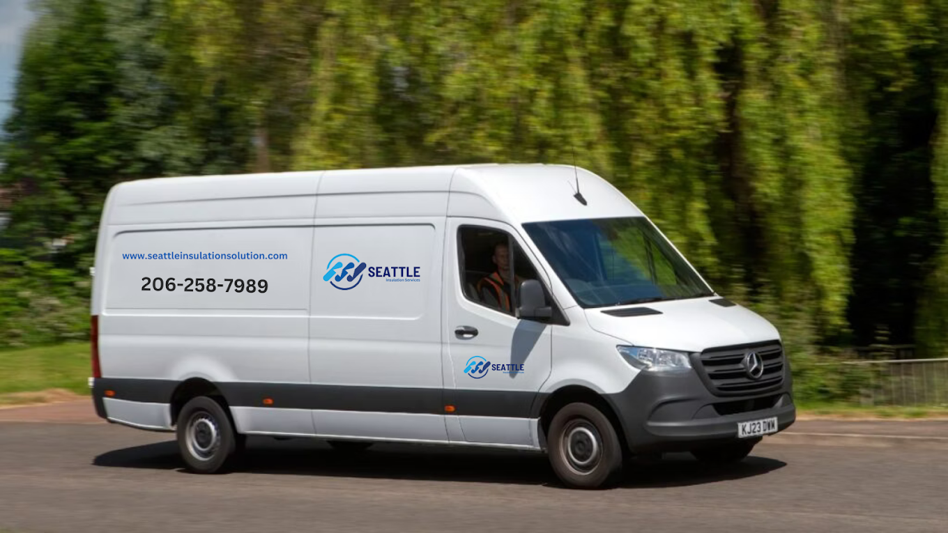 Seattle Insulation Services branded van displaying the business phone number